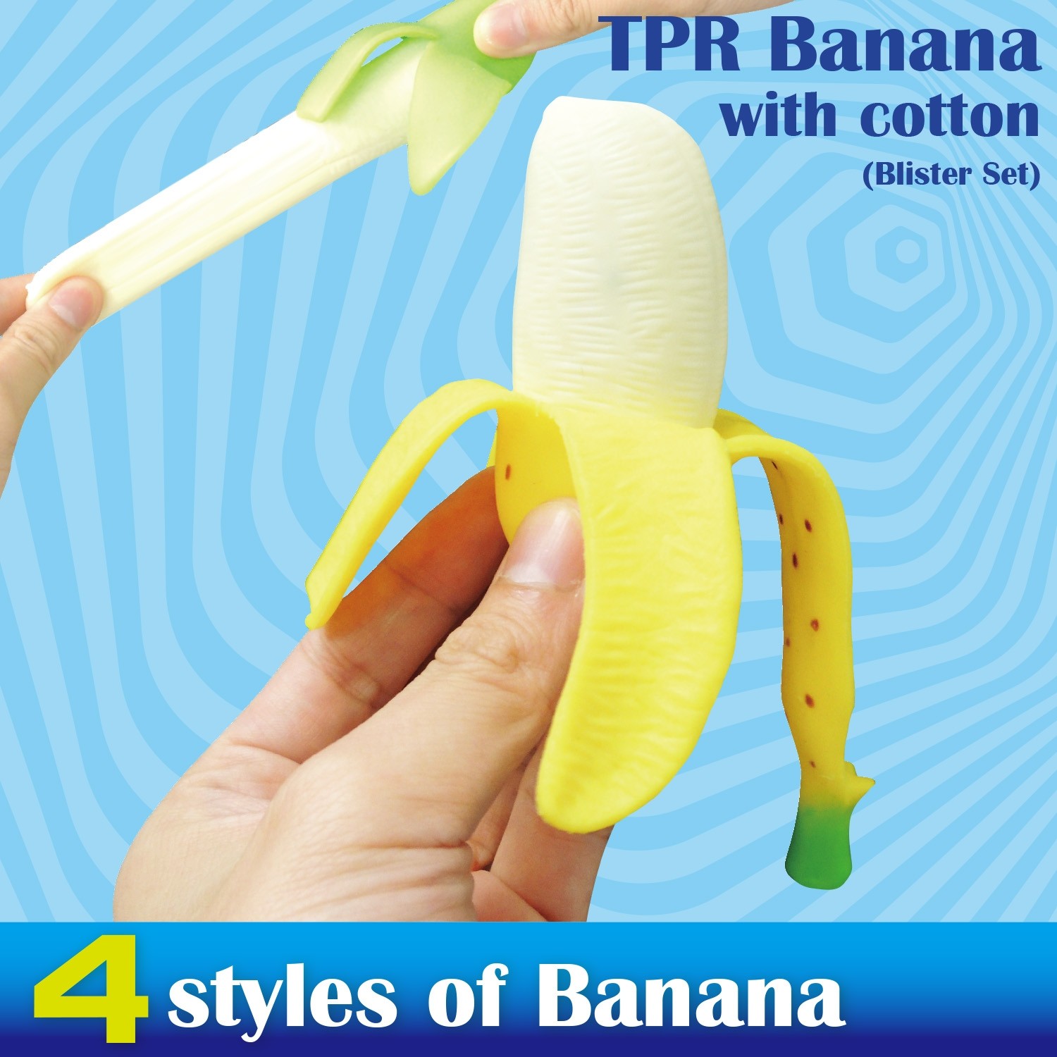 TPR baby banana with cotton Blister Set