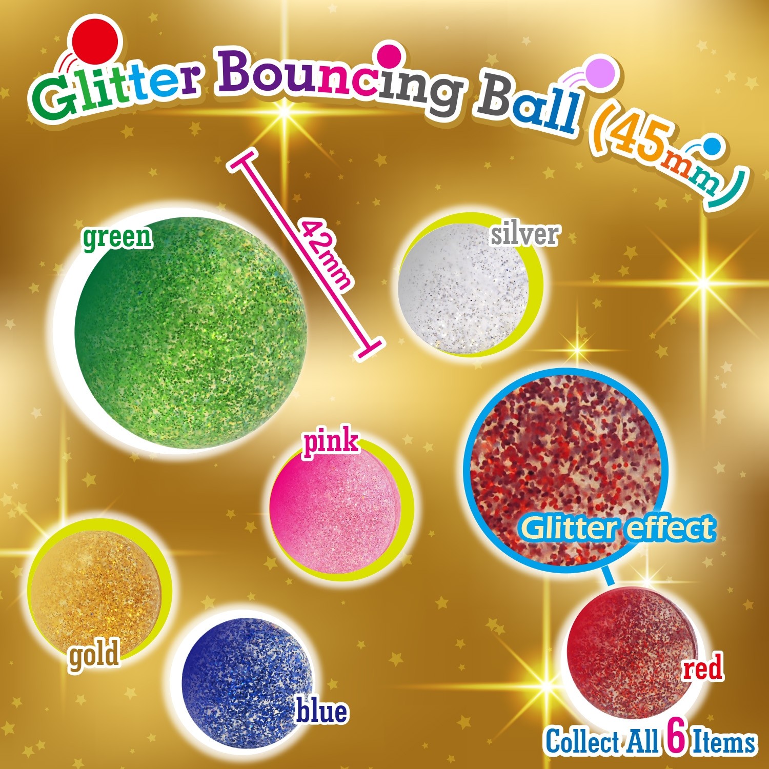 Glitter Bouncing Ball  45mm
