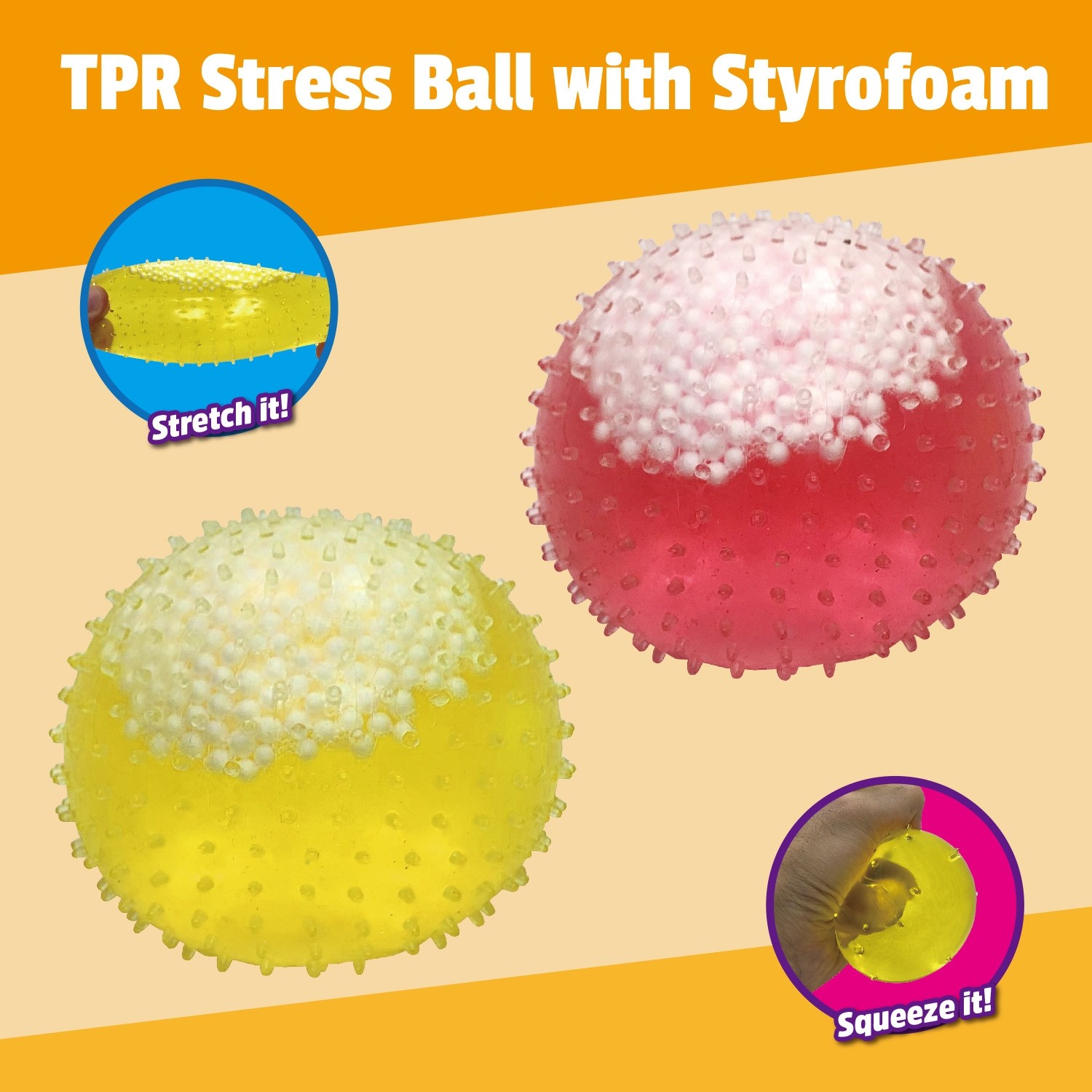 7.5cm TPR Stress Ball with Styrofoam