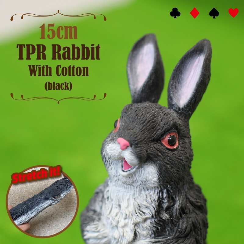 15cm TPR Rabbit With Cotton - black 