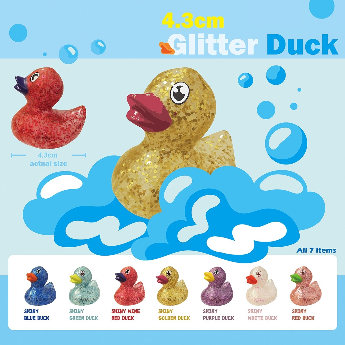 4.3cm Glitter Duck, 50mm Capsule in Display Box