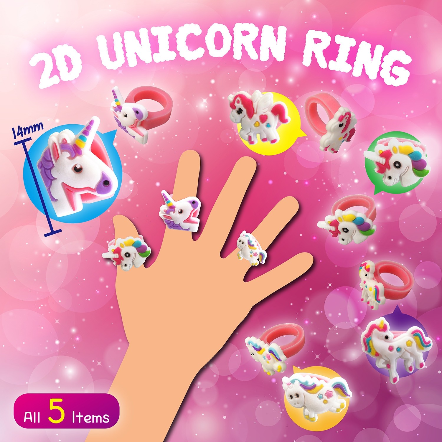 2D Unicorn Ring (14mm)