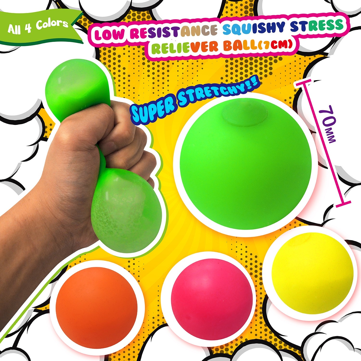 Low Resistance Squishy Stress Reliever Ball (7cm)