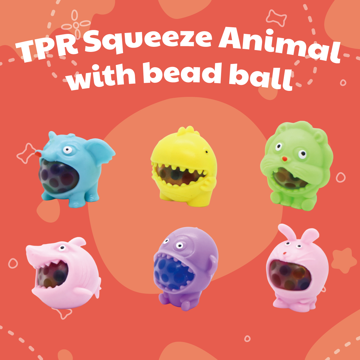 TPR Squeeze Animal with Bead Ball