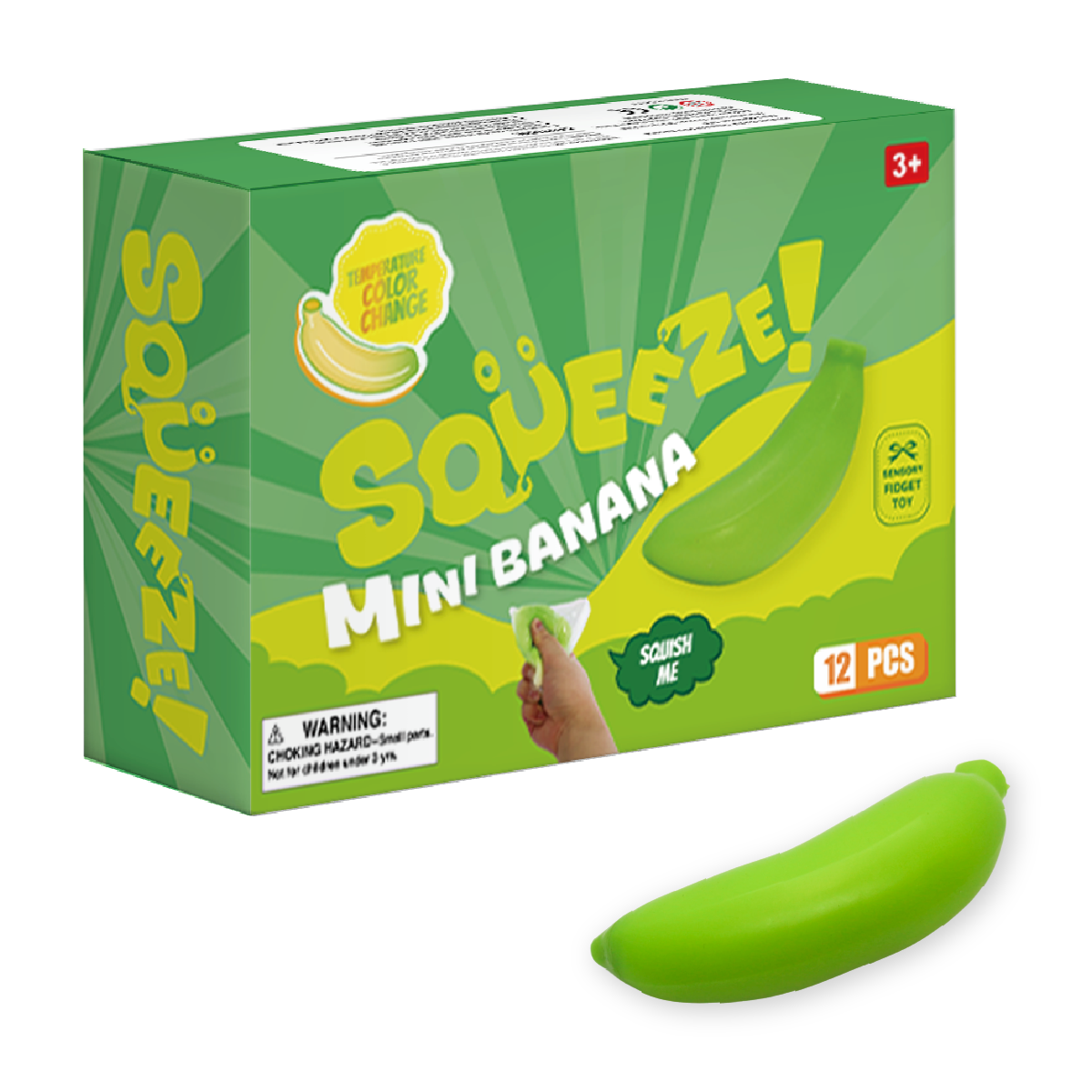 Squeeze Mini Banana with Temperature Color Change with Display Box